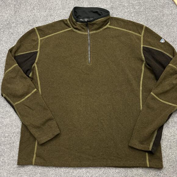 KUHL Sweatshirt Mens 2XL Green Kashmira Pullover 1/2 Zip Lightweight Outdoor - Picture 1 of 8